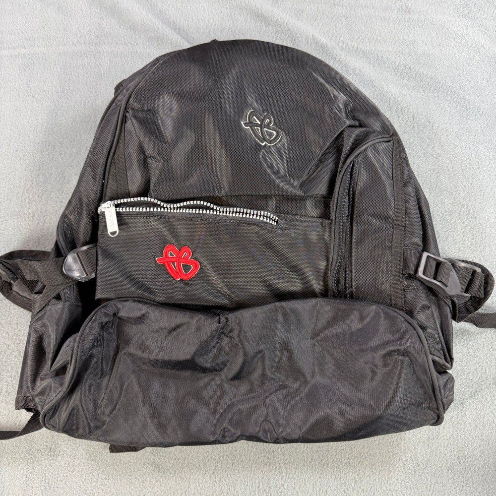 FUBU Vintage 90s Black Backpack FB Logo Patches Streetwear Hip Hop Bag